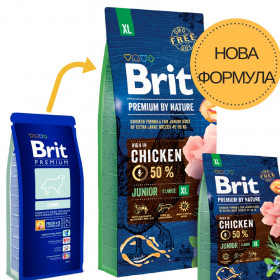 Суха храна за кучета BRIT PREMIUM JUNIOR XL BY NATURE [ НОВА, ПОДОБРЕНА ФОРМУЛА ] с 50% прясно пилешко месо